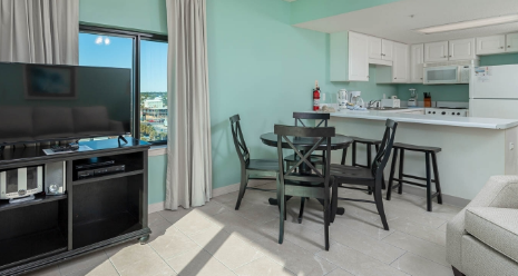 photo example of the kitchen in the vacation suite on the beach of the Gulf of Mexico at Gulf Shores Alabama - owned by Myrt and Angela Hales of Rayville, Louisiana